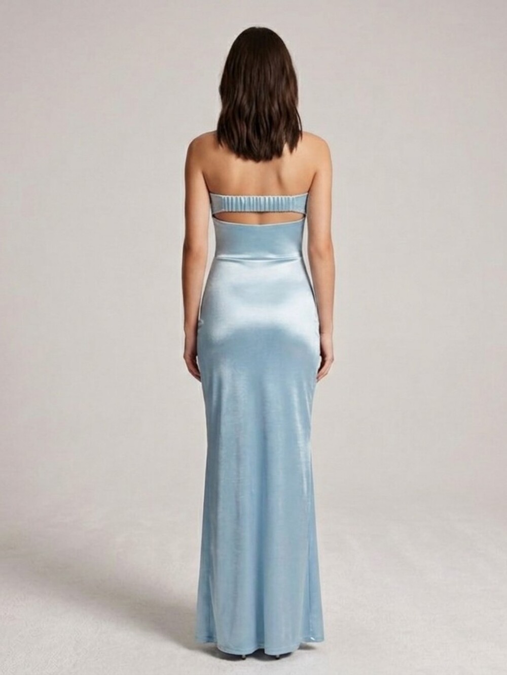 Silky Cowlneck Satin Maxi Dress in Steel Blue   Evening Gowns YouWD 9 - Picture 2 of 5